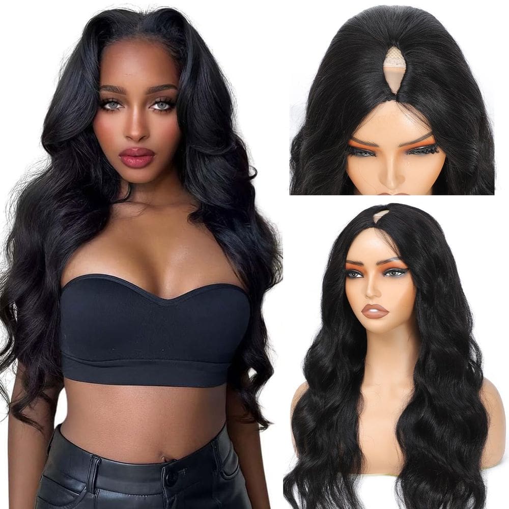 Peruca de cabelo humano U Part NZINZI V Part Body Wave 20” 180% de densidade