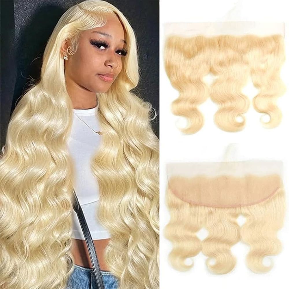 Cabelo humano russo loiro frontal GYAJEP 613 18\"
