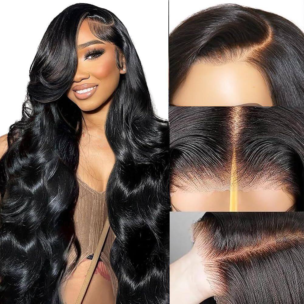 Peruca frontal de renda EECBN Wear and Go de 30 polegadas Body Wave 220% de densidade