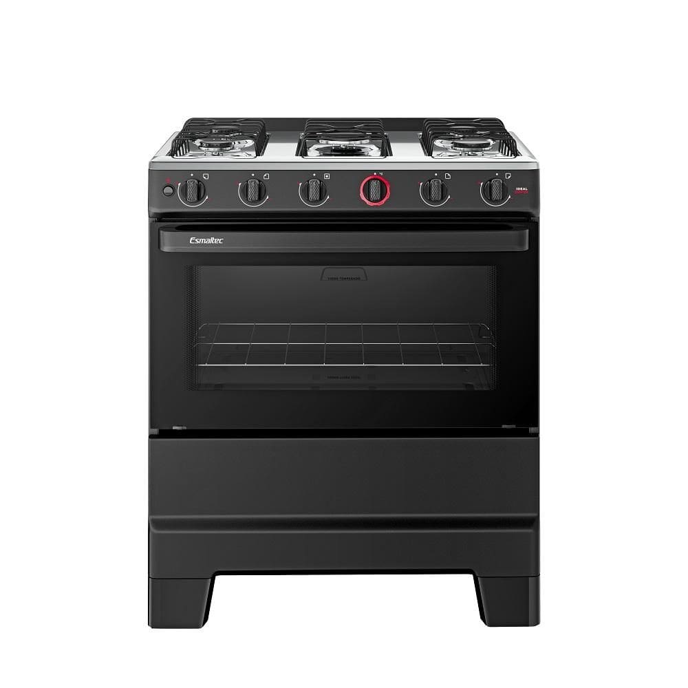 Fogão Esmaltec 5 Bocas Ideal Super Mesa de Aço Inox Preto F5IAP - Bivolt