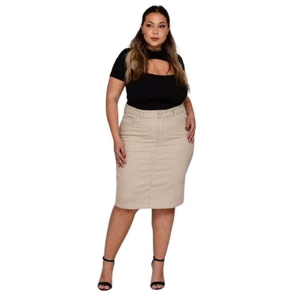 Saia Bege Shyros Sarja Amaciado Plus Size
