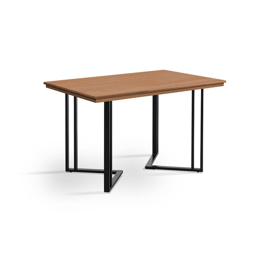 Mesa de Jantar Industrial Michigan 1,20 Tampo em Madeira Maciça Castanho Pés em Aço Preto