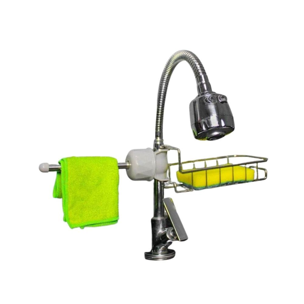 Suporte Torneira Inox Sabão Esponja Pia Banheiro Escorredor