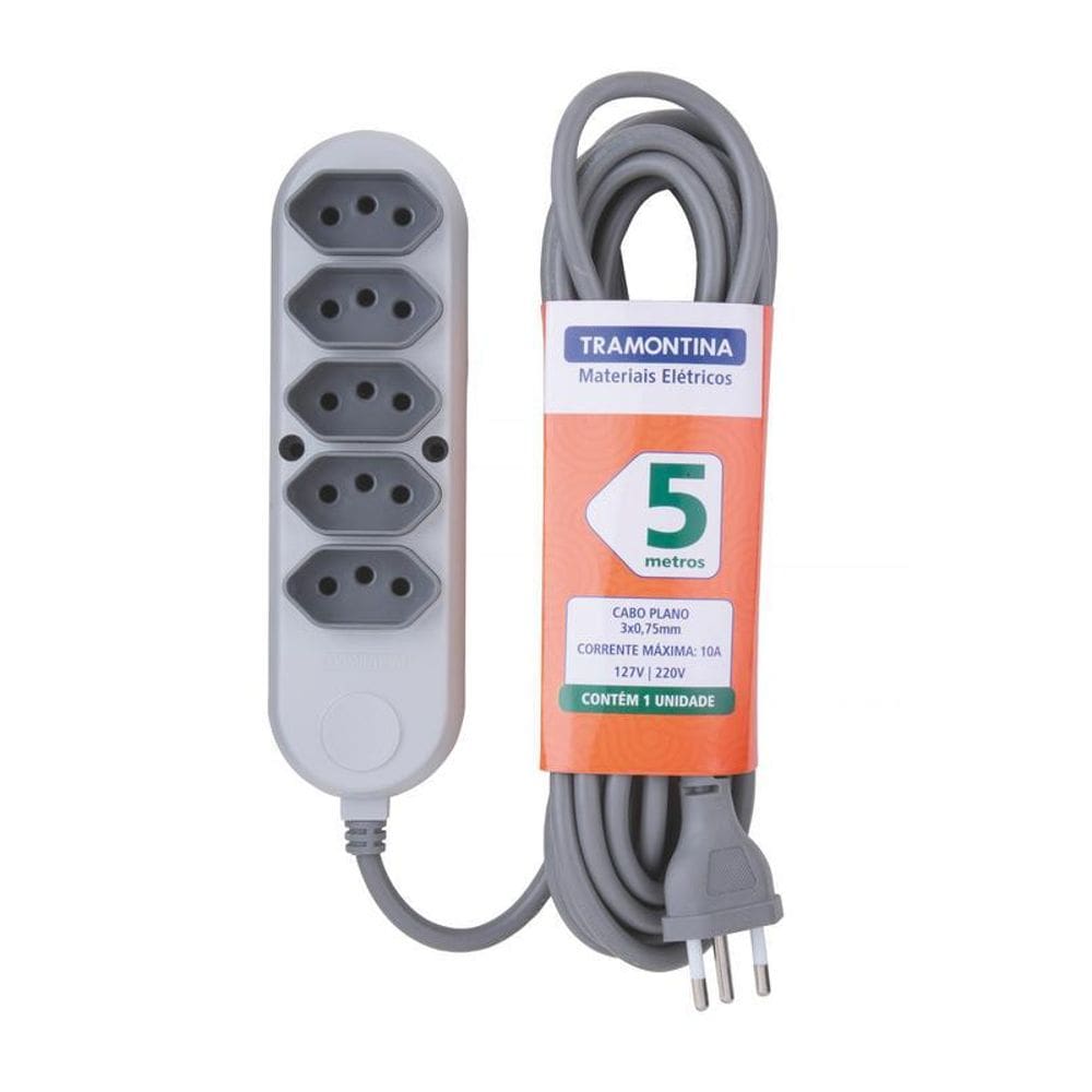 Extensão Tramontina 5m 5 Tomadas 2P+T Multipla