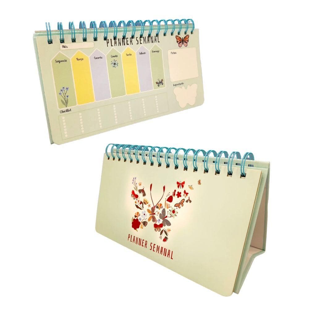 Agenda Planner Semanal Borboletas 52 Páginas Capa 1- Quanhe