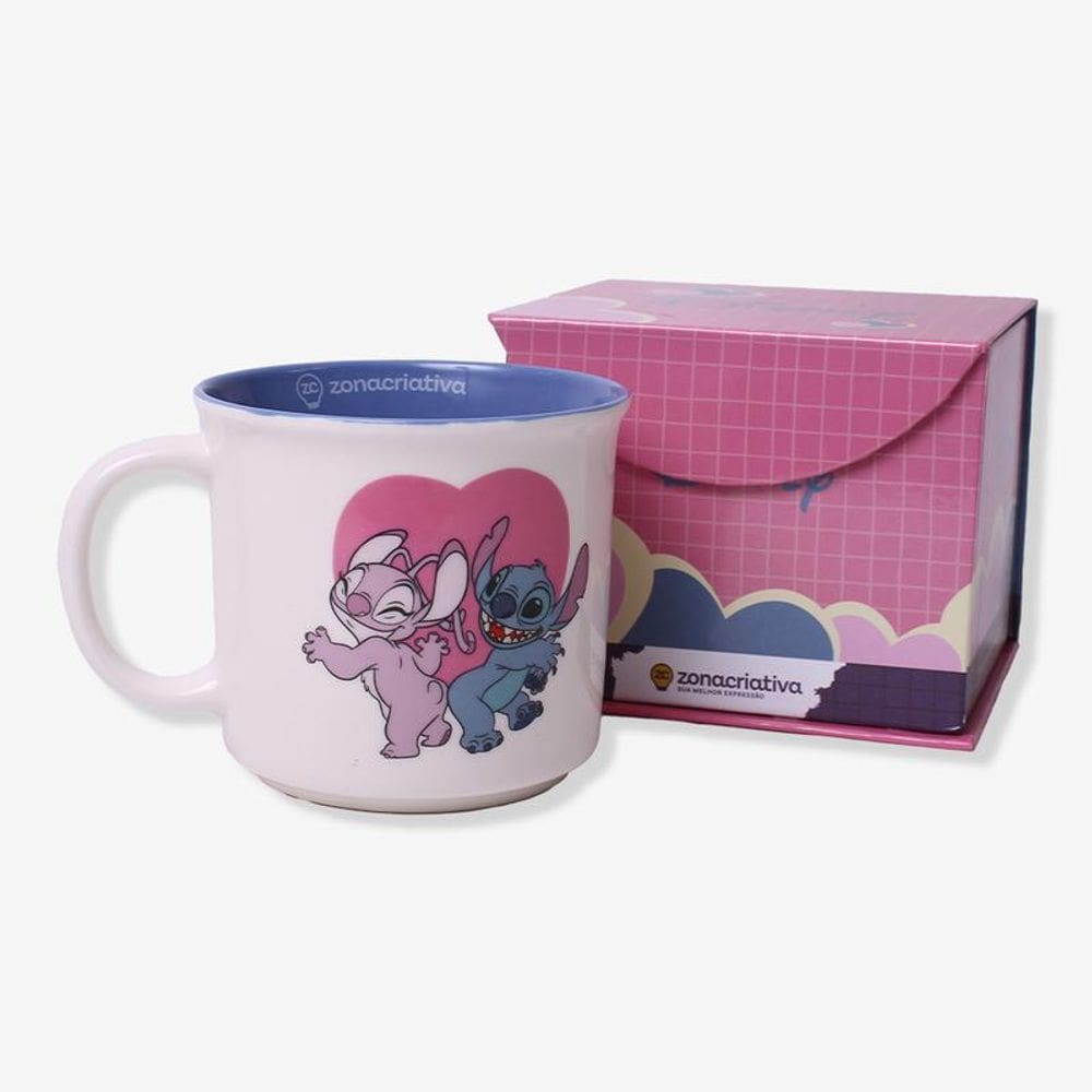Caneca Tom Stitch E Angel Namorados 350 Ml - Zona Criativa