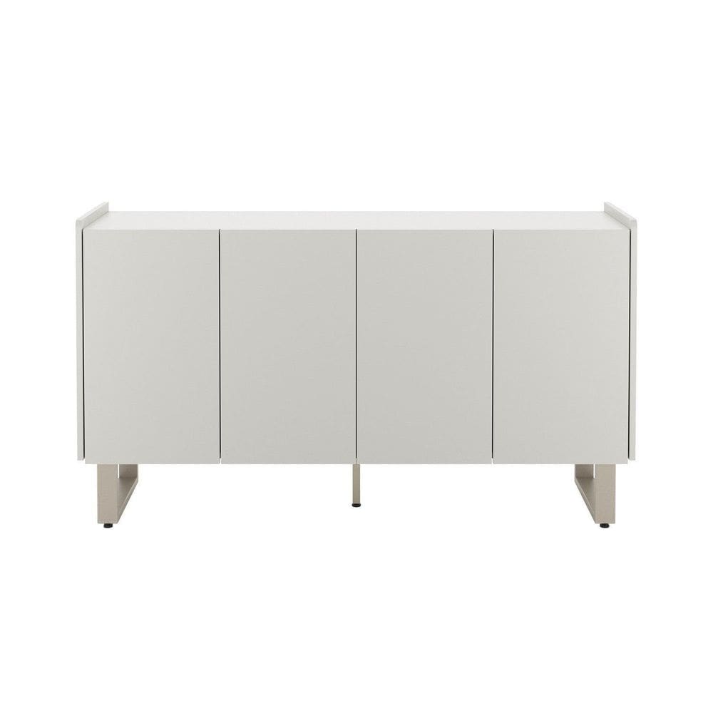 Buffet para Sala de Jantar com 4 Portas e Pés Champanhe Arcadia Off White Fosco/Champanhe
