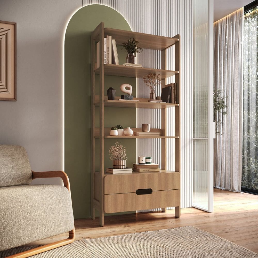 Estante Elvis com 2 Gavetas 100% Mdf Louro Freijó Grann