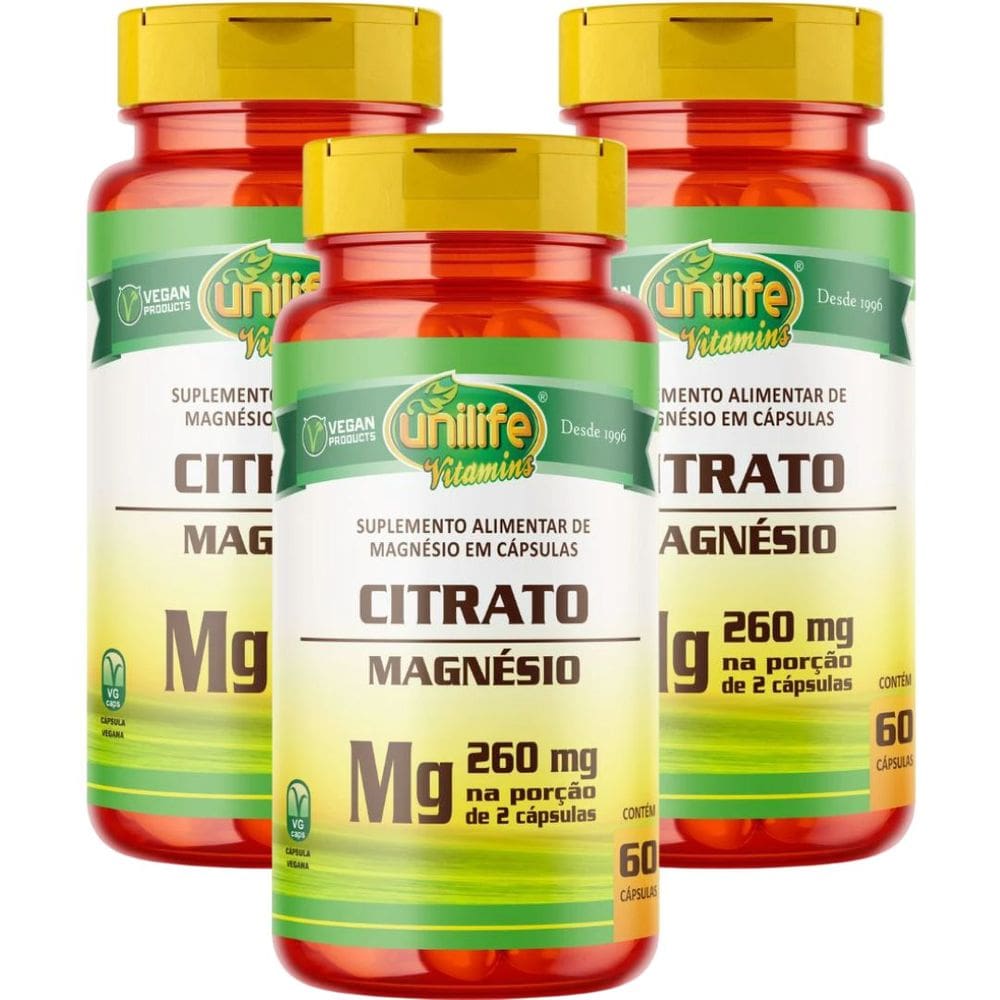 Magnésio Citrato 60 cápsulas de 260mg Kit 3