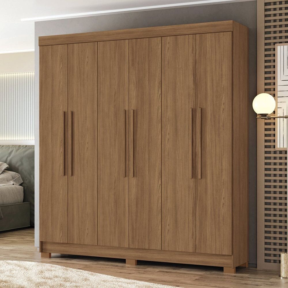 Guarda-roupa 06 Portas 2 Gavetas com Espelho Mdp Toledo Jatoba