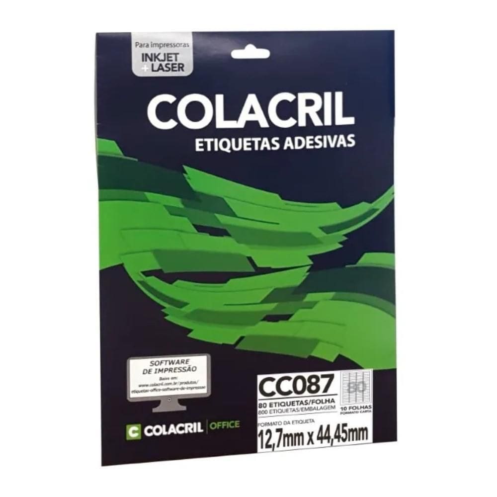 Etiqueta Adesiva Colacril Carta Cc087 12,7X44,45Mm C/800