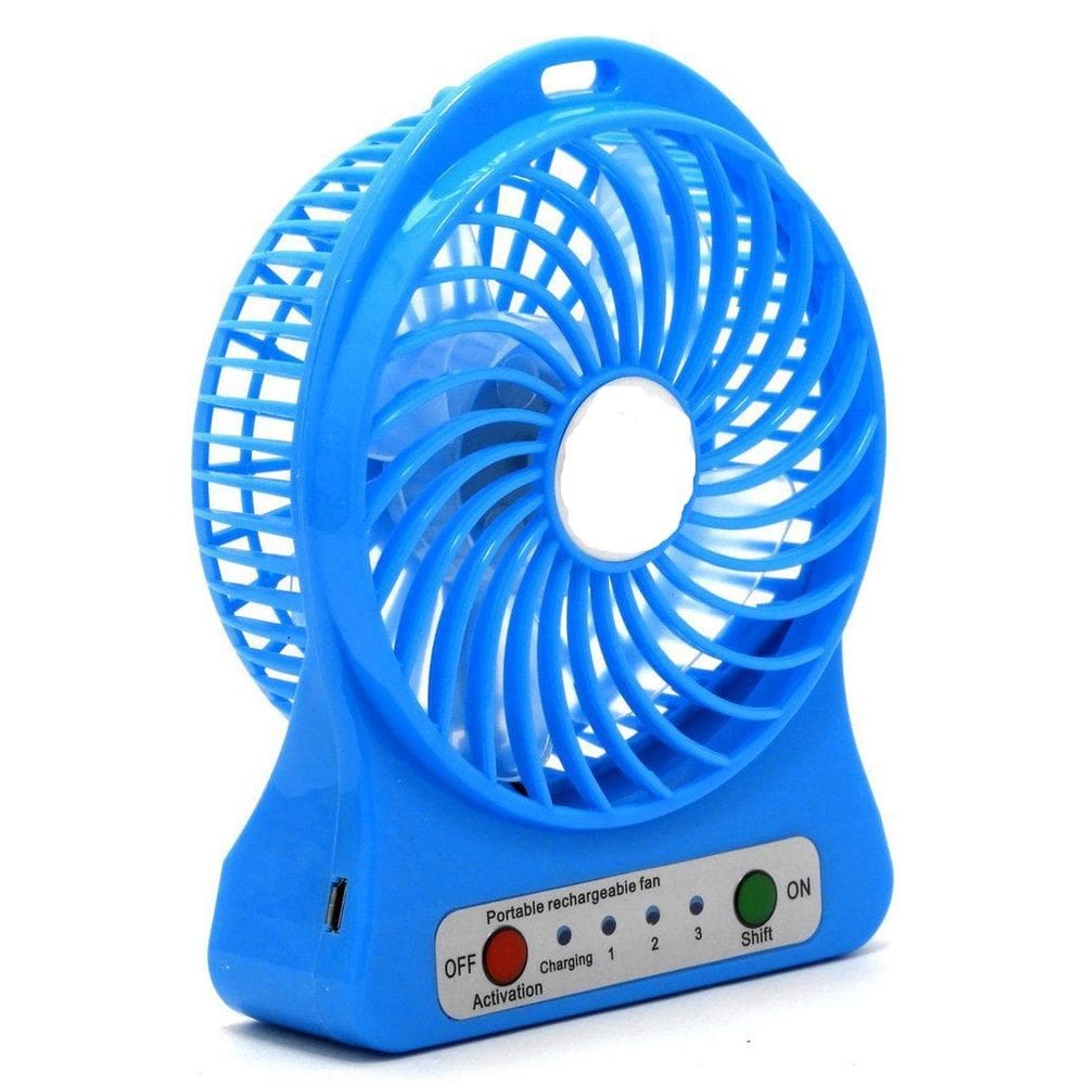 Ventilador Recarregável 15cm - Bateria - 4 Palhetas