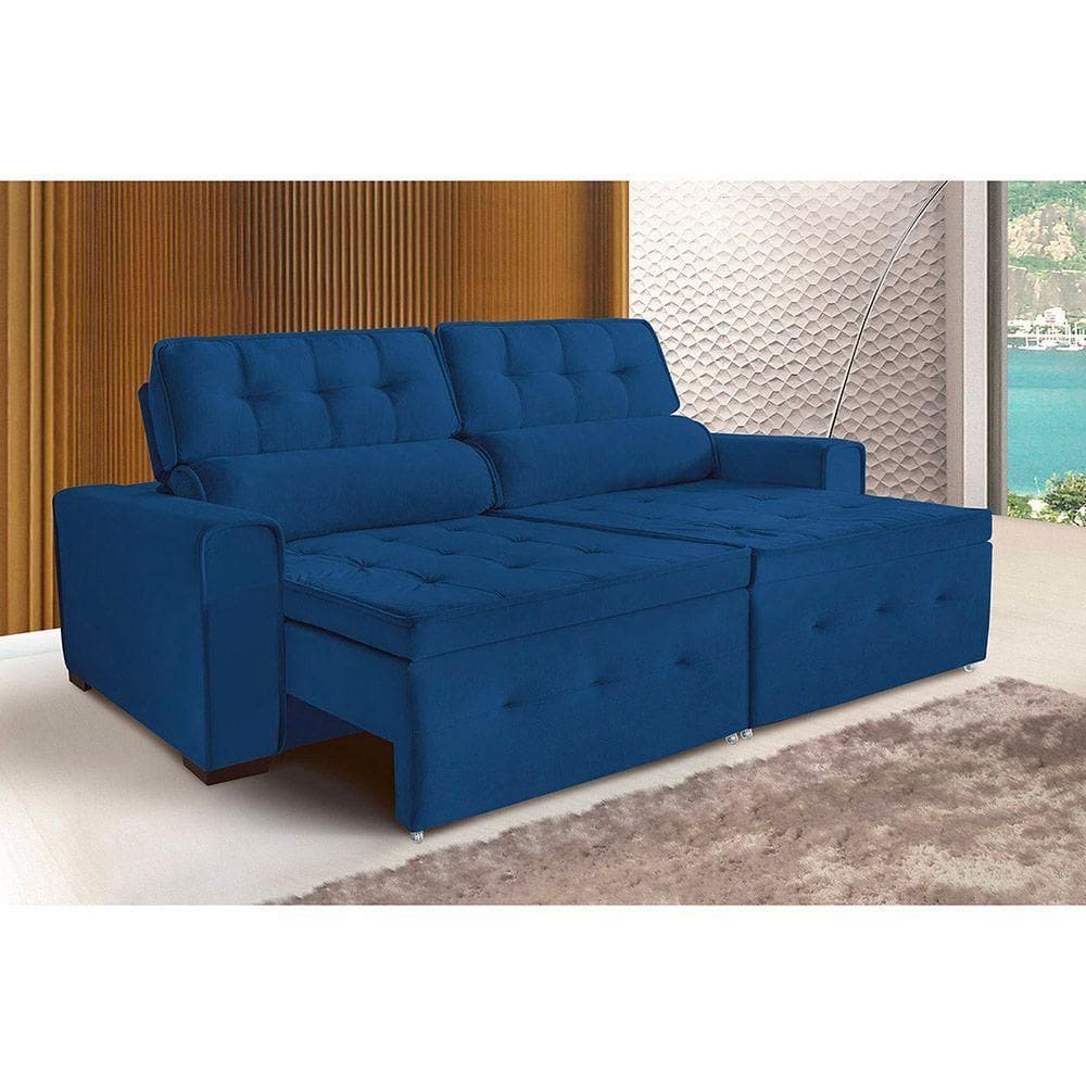 Sofá Dallas 2 Lugares 1,60cm Retrátil E Reclinável -de Casa Décor E Estofados Azul