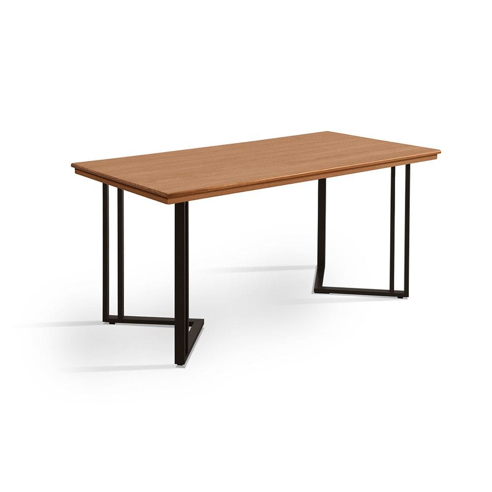 Mesa de Jantar Industrial Michigan 1,60 Tampo em Madeira Maciça Castanho Pés em Aço Preto