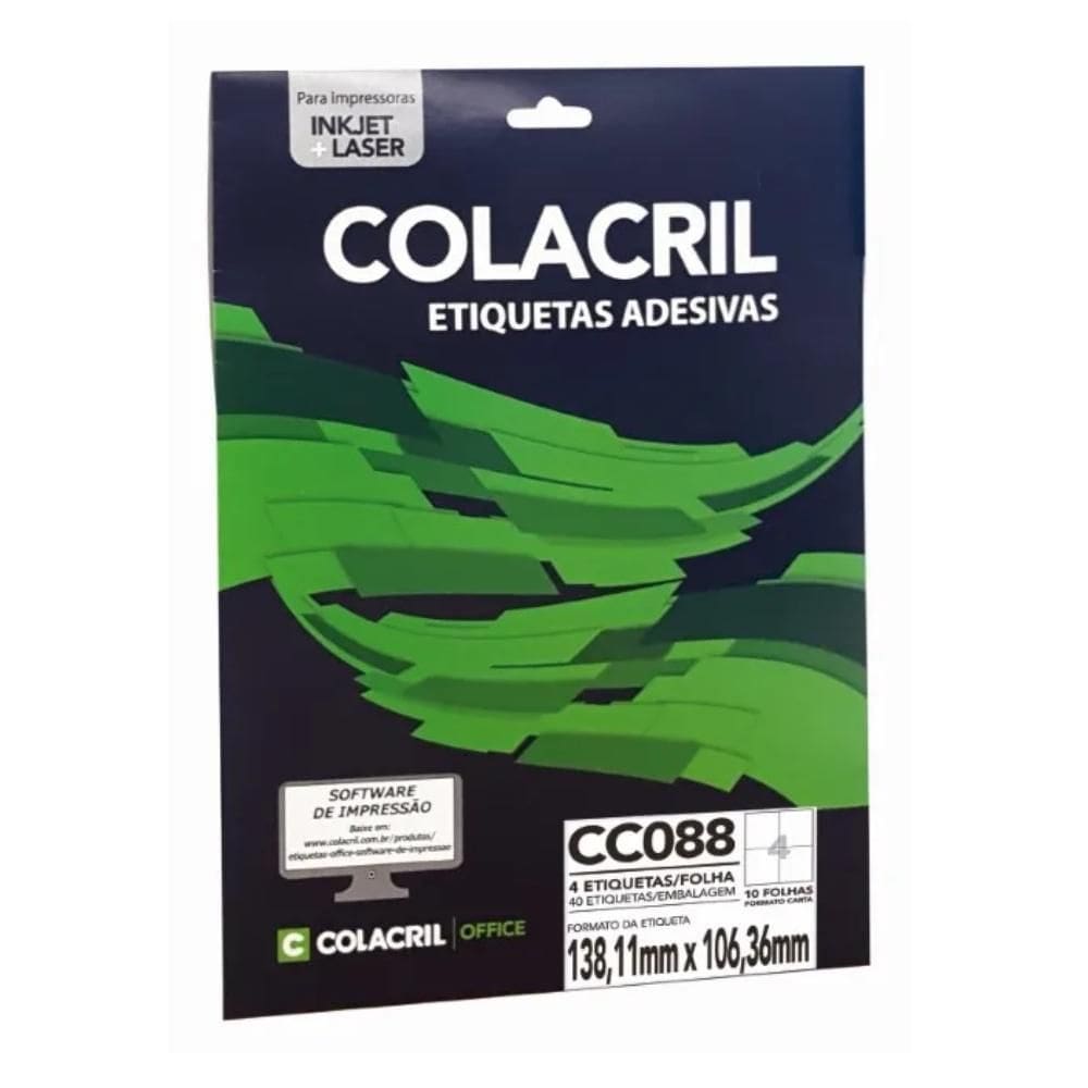 Etiqueta Adesiva Colacril Carta Cc088 138,11X106,36Mm C/40