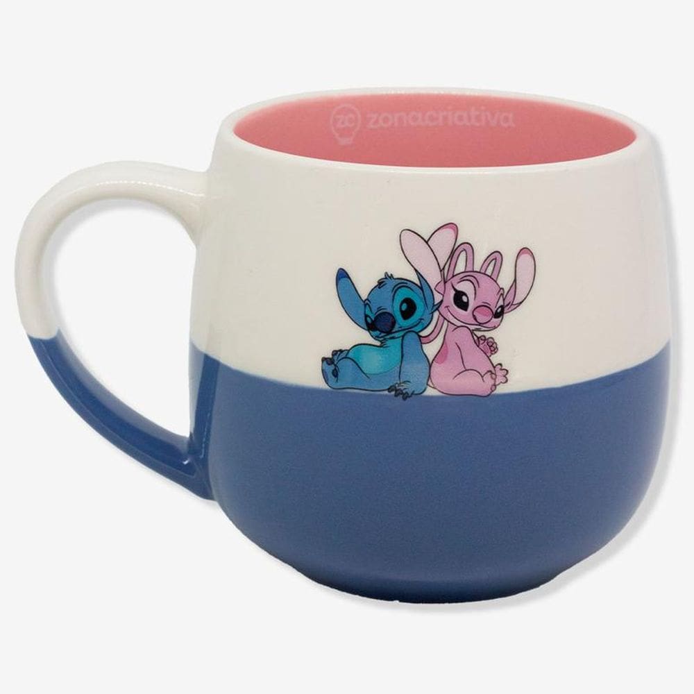 Caneca Maggie Stitch E Angel Namorados 400 Ml Zona Criativa