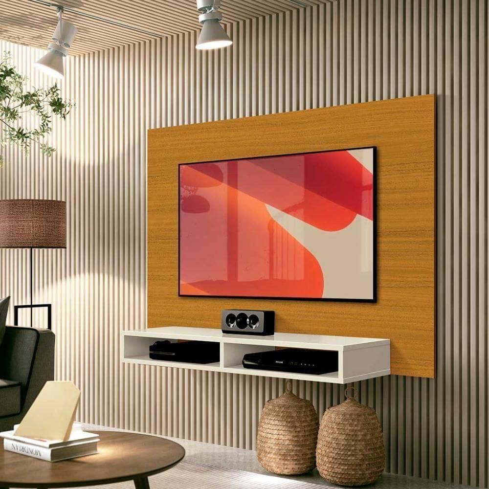 Painel Para Até 43 Polegadas 1,20m Com Nicho Fox New Edn Cedro Off White Cedro Off White