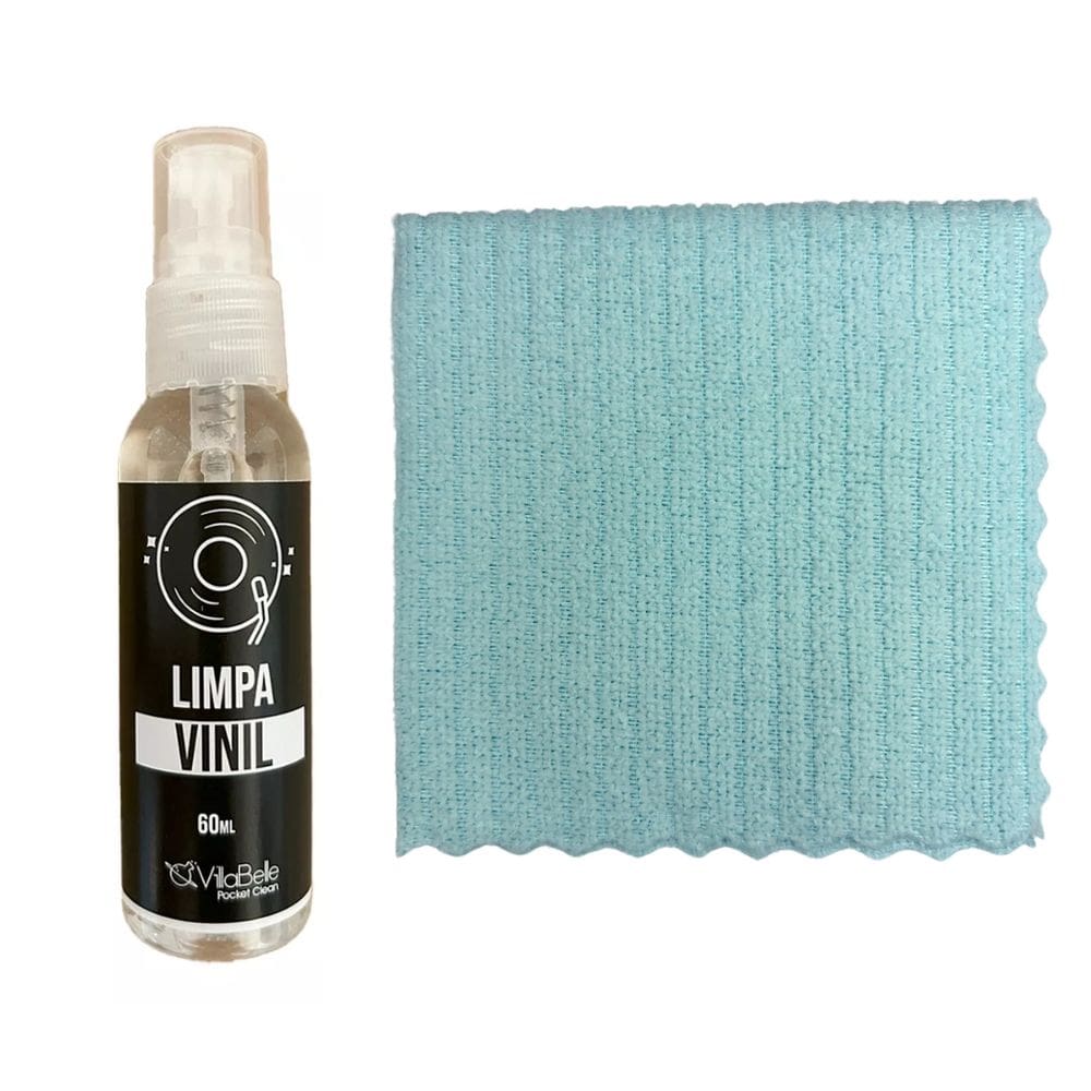 Kit Limpeza de Discos Vinis com Pano Azul Pastel