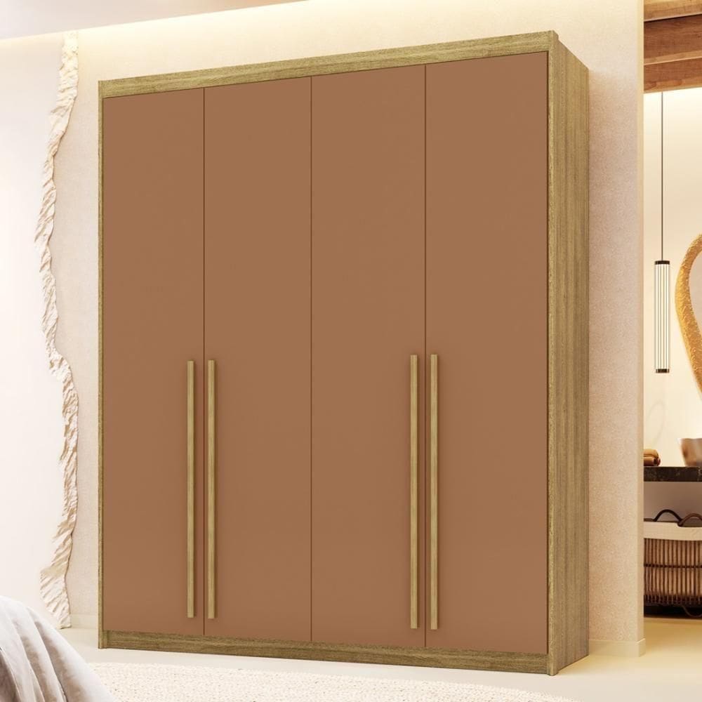 Guarda Roupa Casal 4 Portas 3 Gavetas Pequim-camarim Nature-camarim