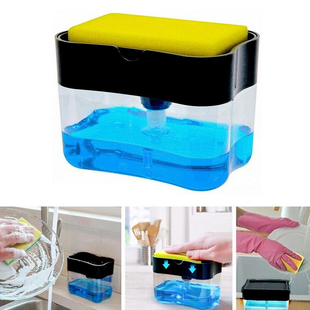 Dispenser Dosador Detergente Sabão 2X1 Esponja Limpeza