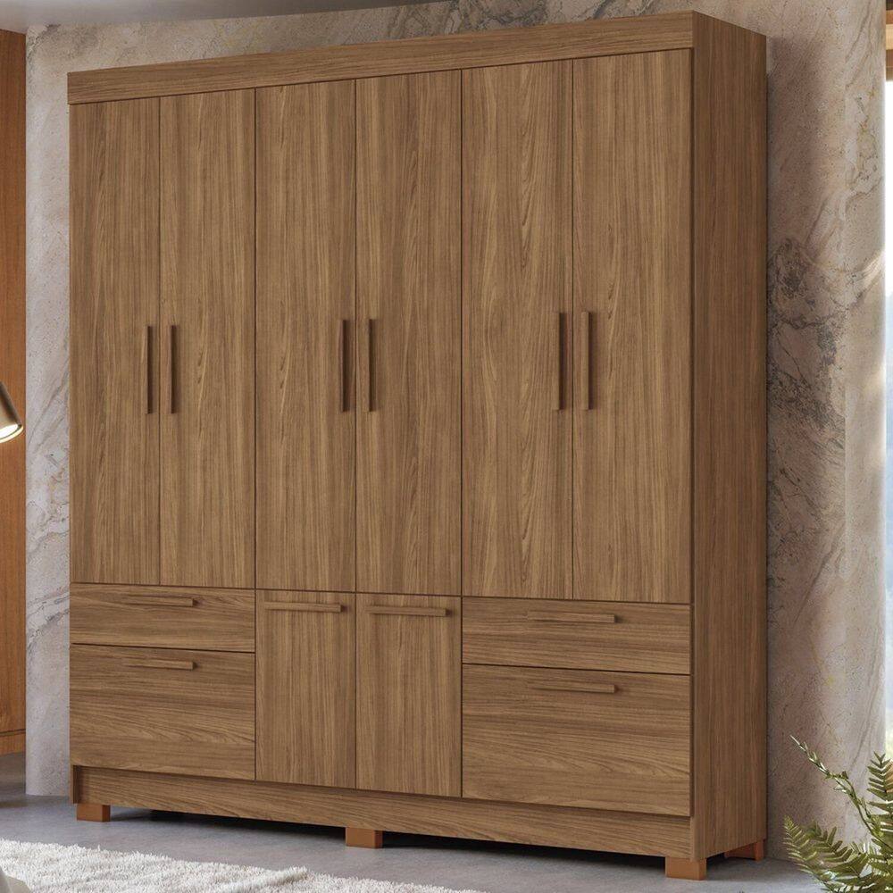 Guarda-roupa 8 Portas 4 Gavetas Mdp Curitiba Jatoba