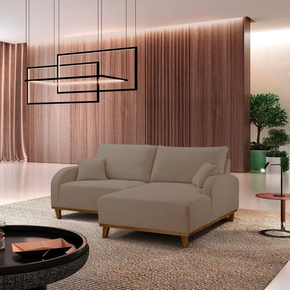 Sofá Mercúrio 2 Lugares com Chaise Lado Direito 185cm em Veludo Marrom