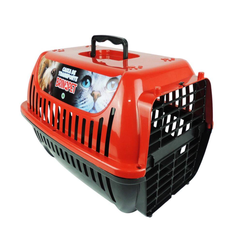Caixa Transporte Pets N°1 Vermelho Cachorros Gatos Até 3Kg