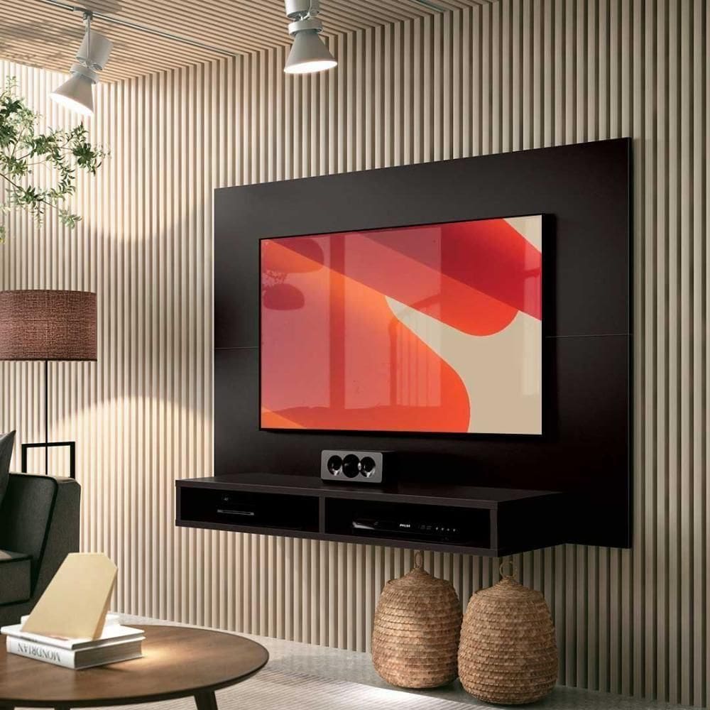 Painel Para Até 43 Polegadas 1,20m Com Nicho Fox New Edn Preto Preto
