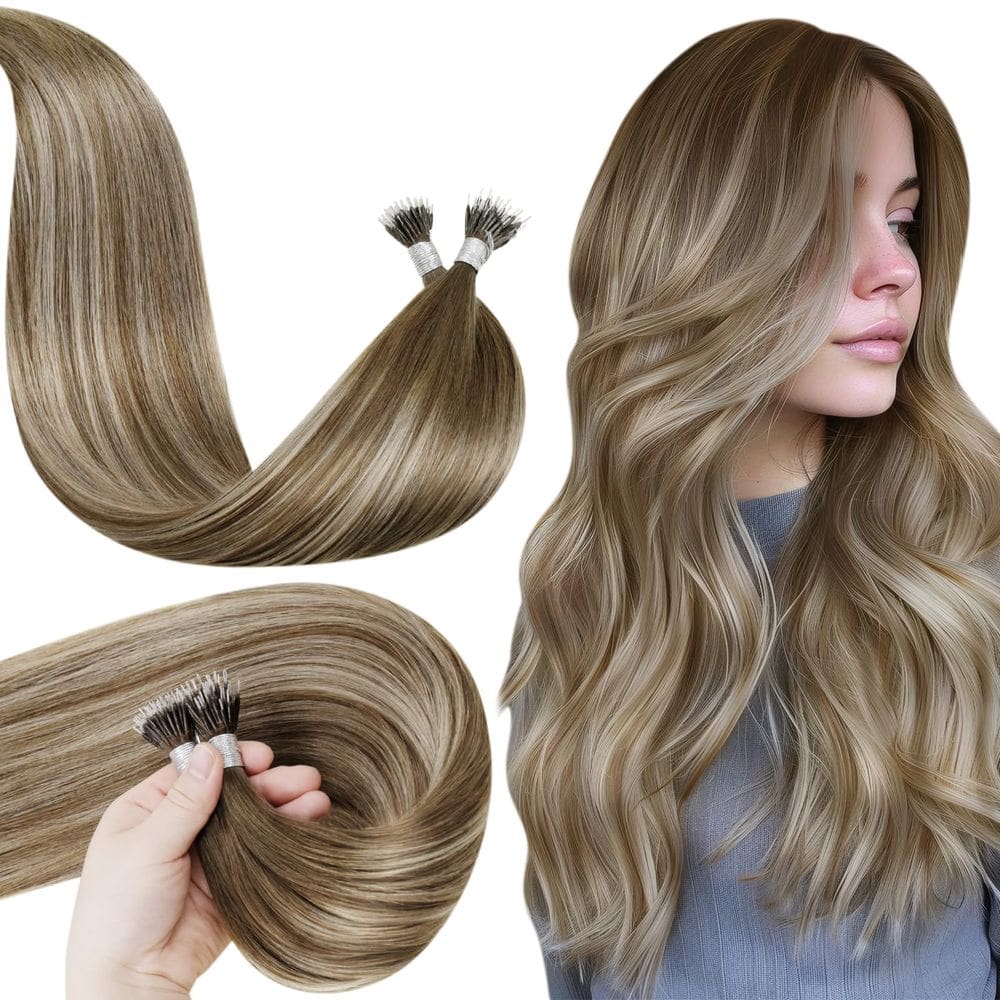 Extensões de cabelo Nano Bead LaAvoo Blonde Balayage 50cm 50g