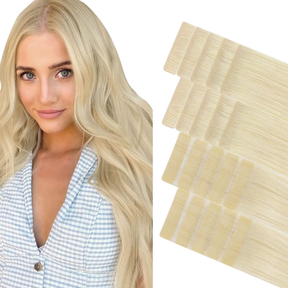 Fita adesiva em extensões de cabelo GOO GOO Invisi Edge 14" 50g 60A Platinum Blonde