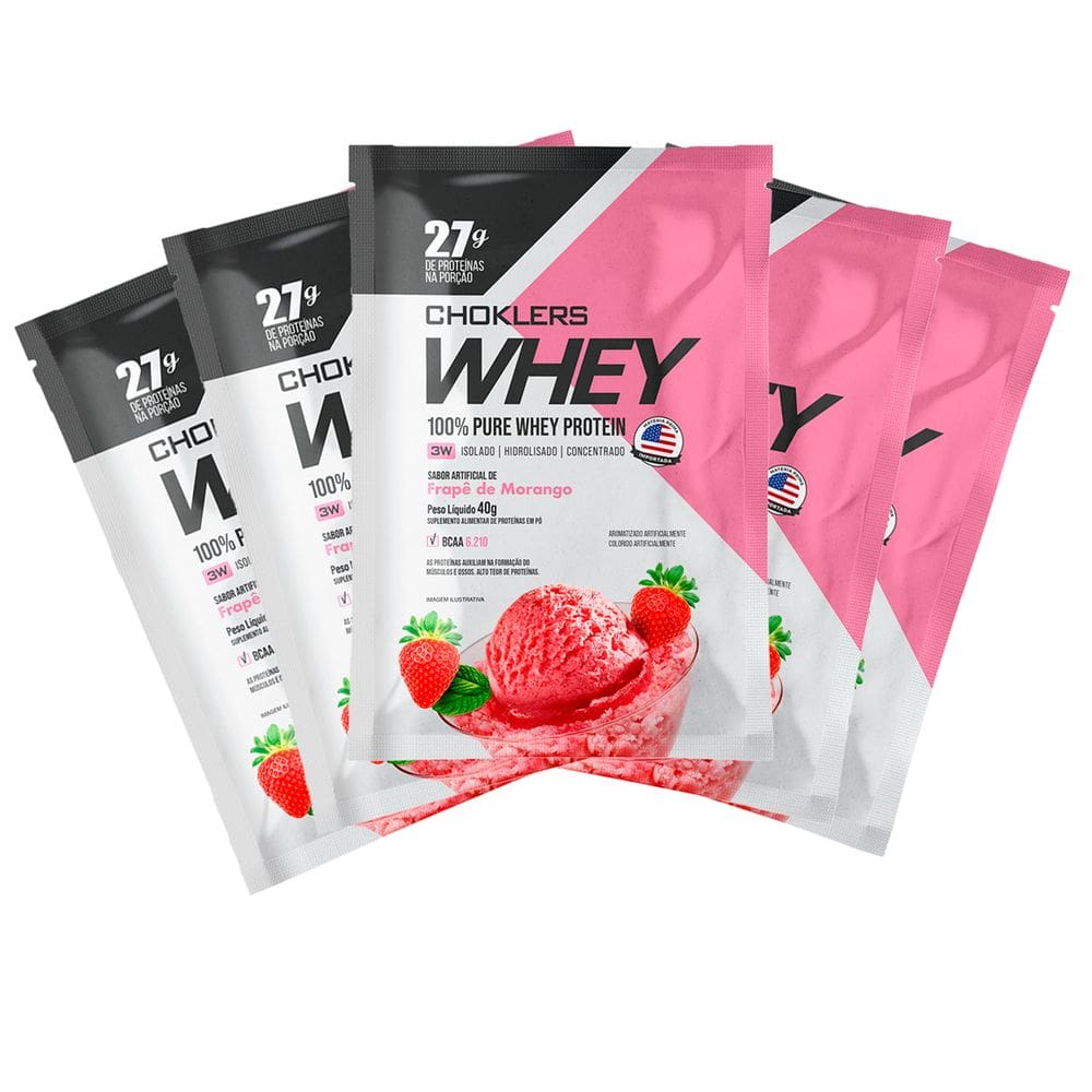 Sachê de Whey Protein Choklers Frapê de Morango 40g 15un