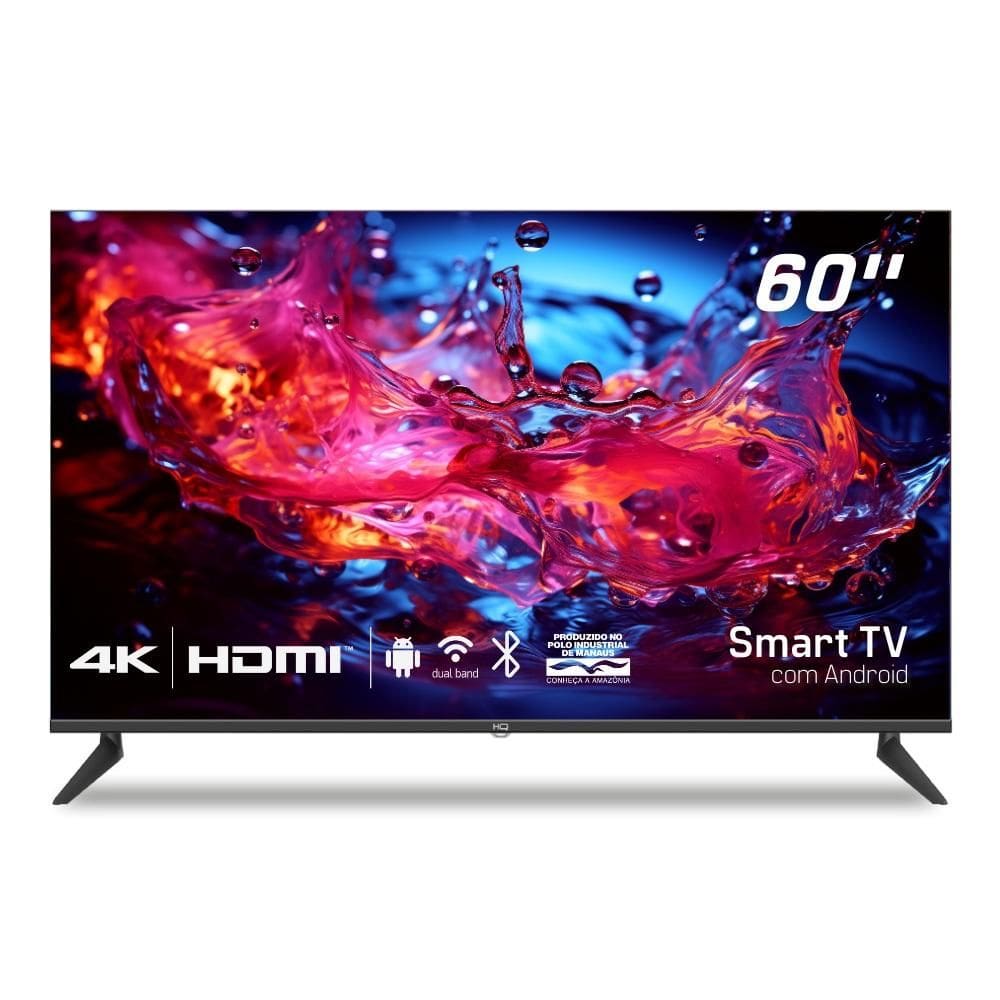 Smart TV HQ 60" UHD 4K, HDR Android 11, Design Slim, Processador Quad Core, Espelhamento de tela - HQSTV60NK