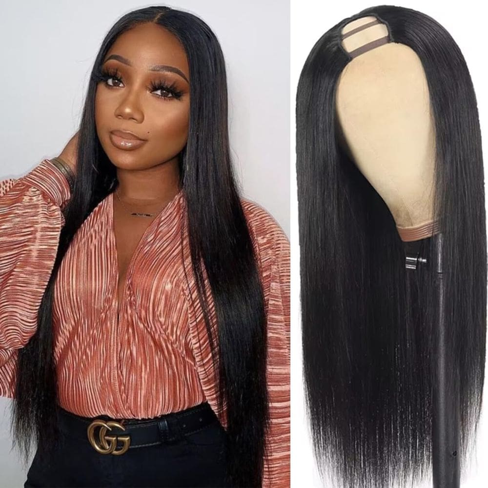 Peruca de cabelo humano U Part YMXNB 50cm brasileira 180% de densidade