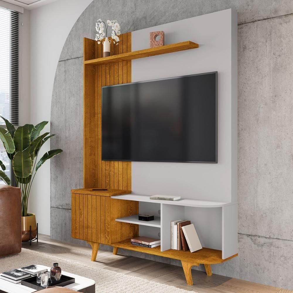 Home Estante Rack Corumbau Para Tv Até 55 Polegadas Naturale/Off White