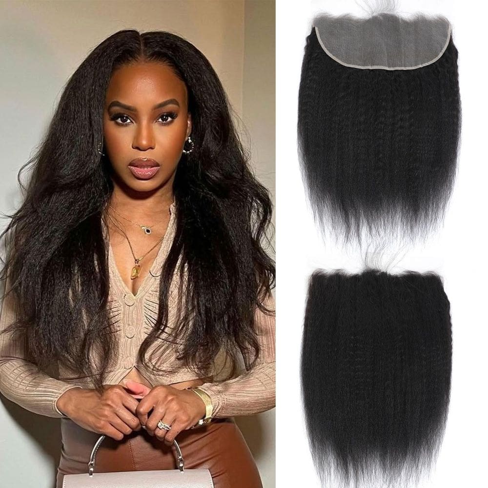 Lace Frontal Dekcain Kinky Straight 13x6 100% cabelo humano 12cm