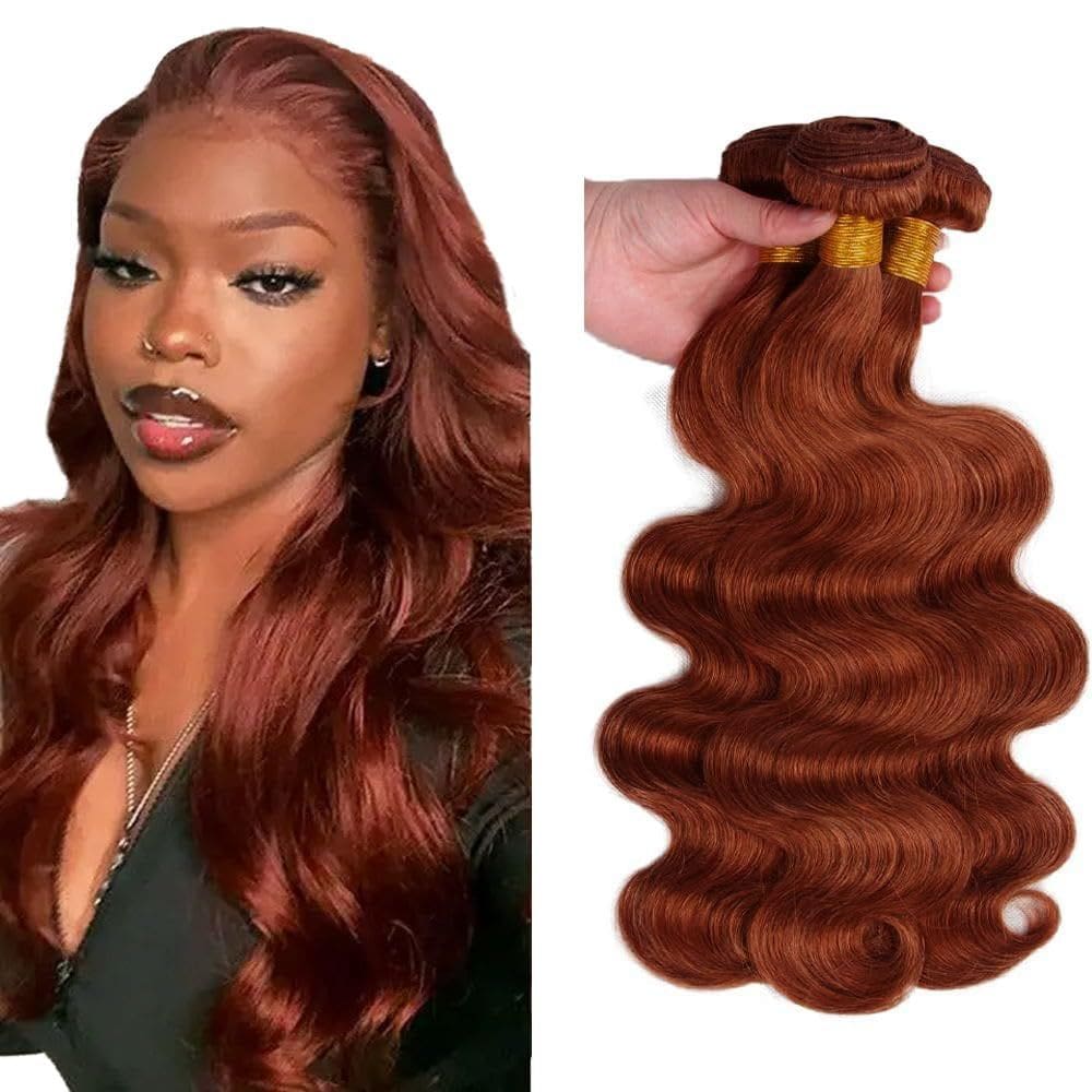 Pacotes de cabelo HuxoWax Auburn Color #33 Body Wave 3 pacotes