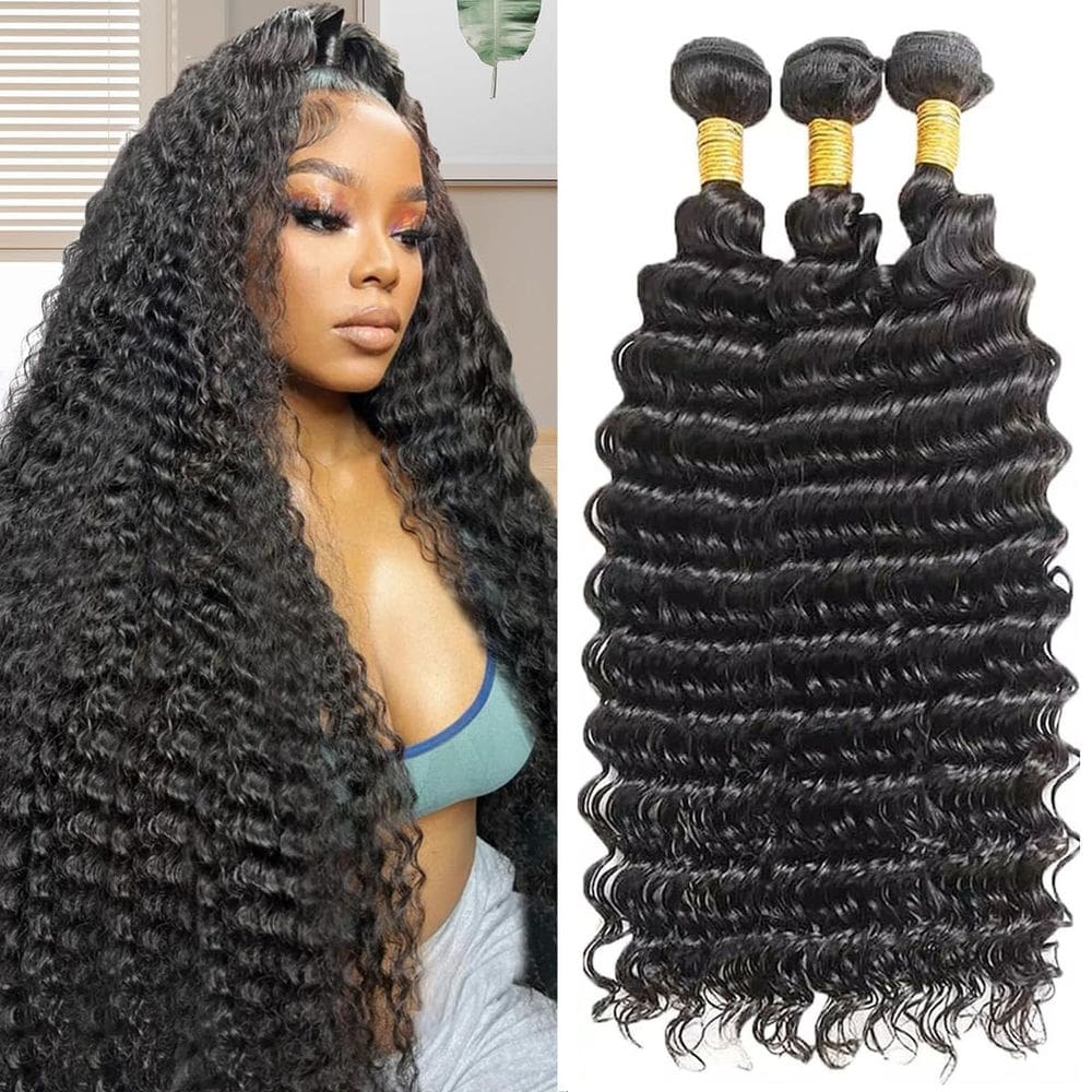 Pacotes de cabelo CLOZWIZME Deep Wave 30 35 40cm 12A Brazilian