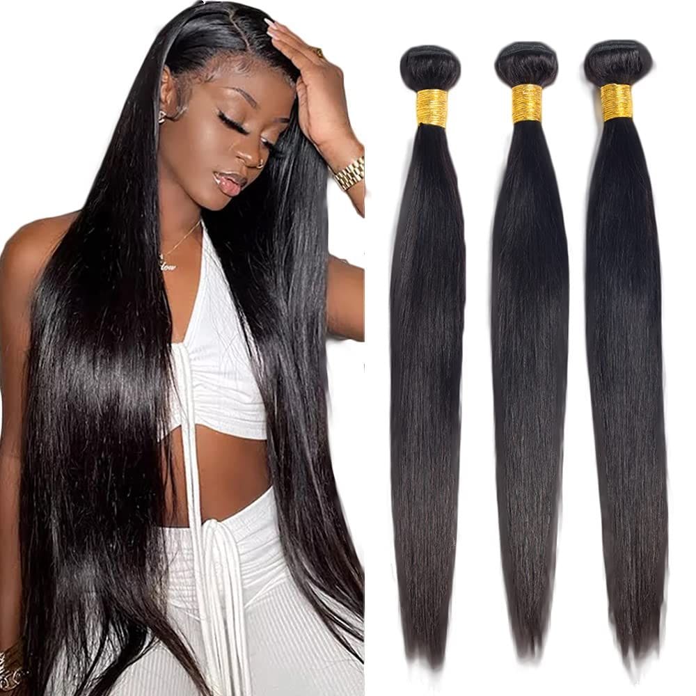 Pacotes de cabelo Poirewa Straight 10A Brazilian Virgin 50g x3