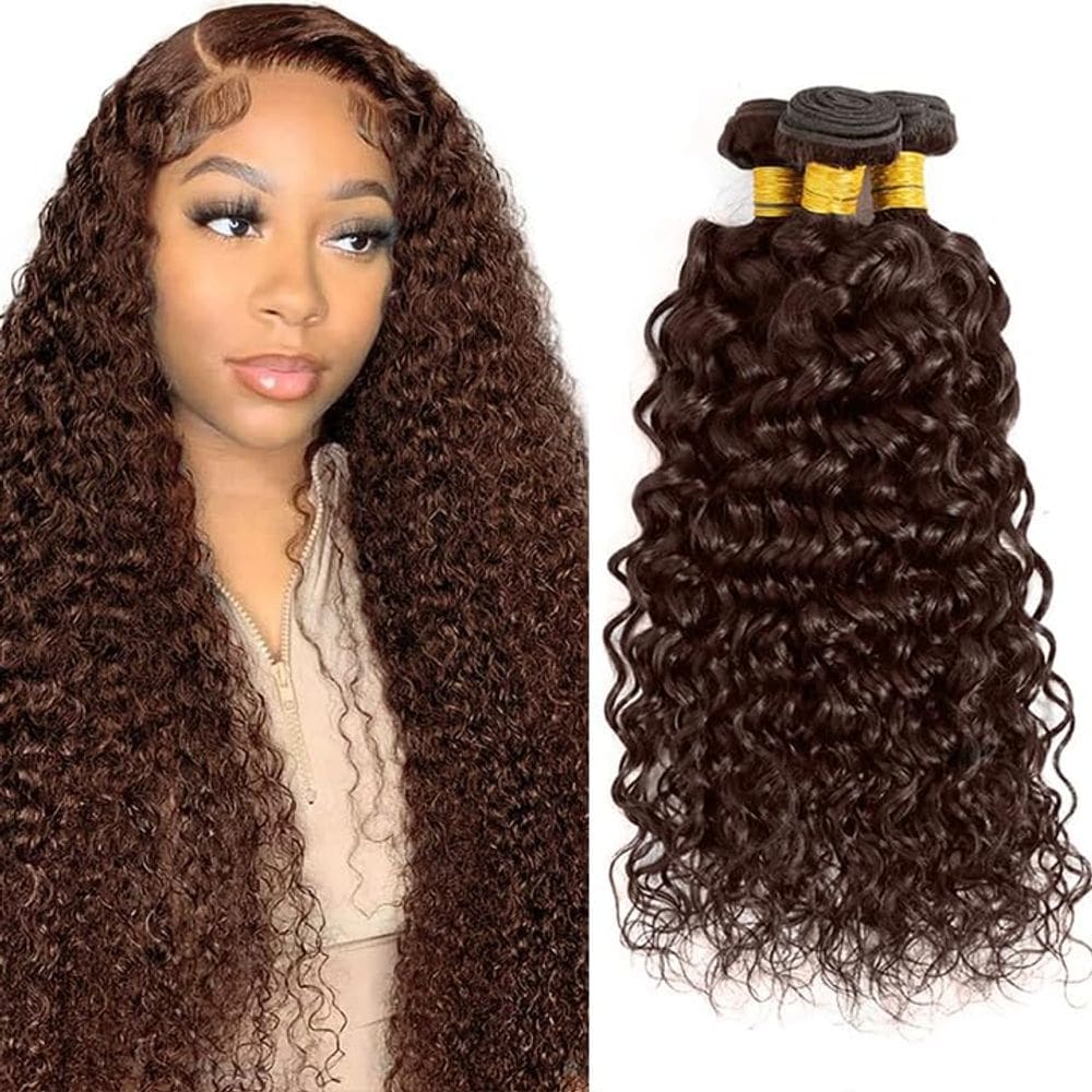 Extensões de cabelo GVEOXVO Chocolate Brown Water Wave 22 24 26cm