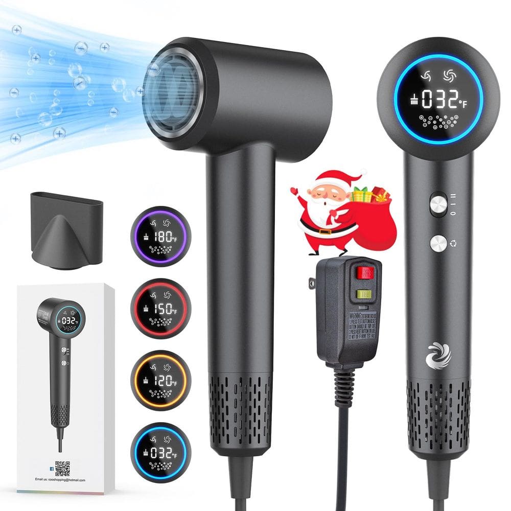 Secador de cabelo KARFUN 1500W de alta velocidade com tecnologia de plasma 110V cinza