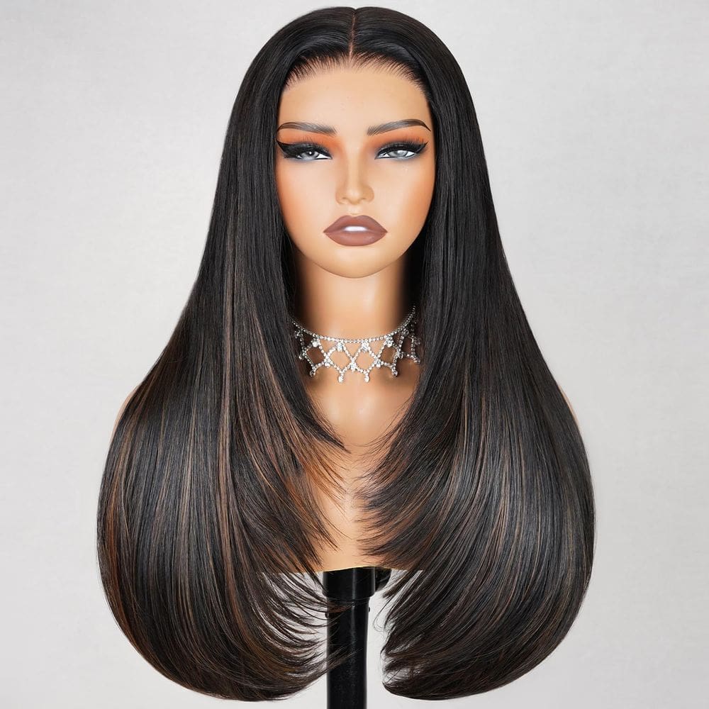 Peruca TESLAL Highlight Wear and Go, sem cola, 24 polegadas, 260% de densidade
