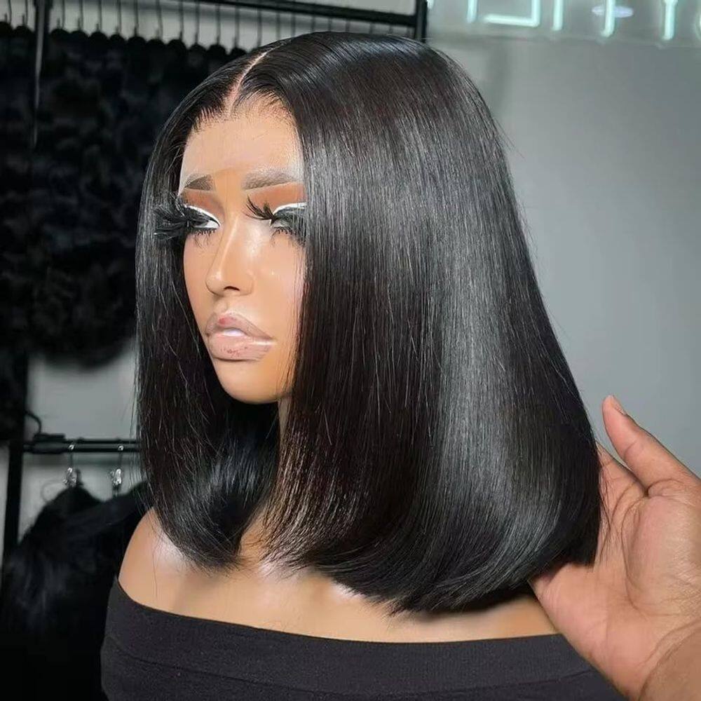 Peruca Thusiae Bob 30cm Cabelo humano 210% de densidade sem cola 12a