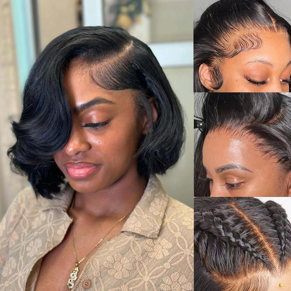 Peruca UWLK Bob Lace Front 100% cabelo humano 200% densidade 25cm
