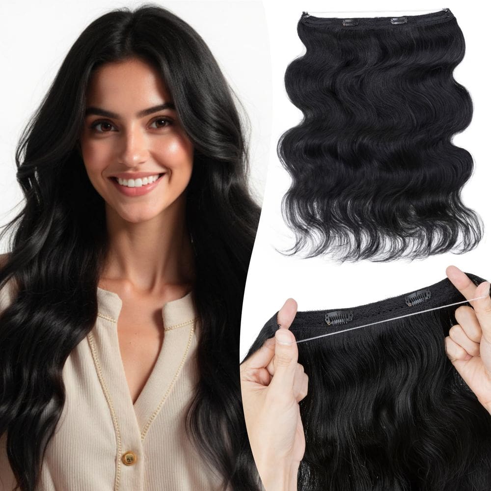 Extensões de cabelo Halo TESSHAIR Wavy Curly 100% cabelo humano