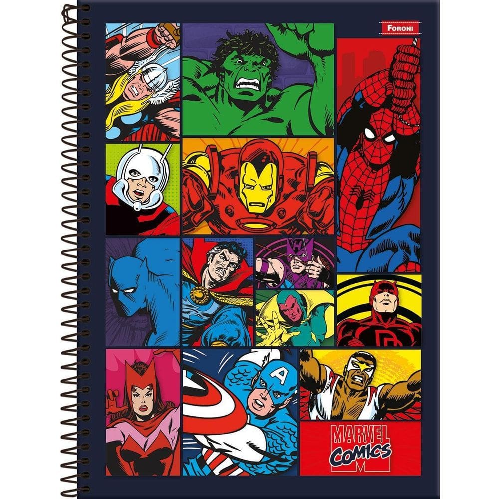 Caderno Universitario 15 Materias Marvel Comics Escolar