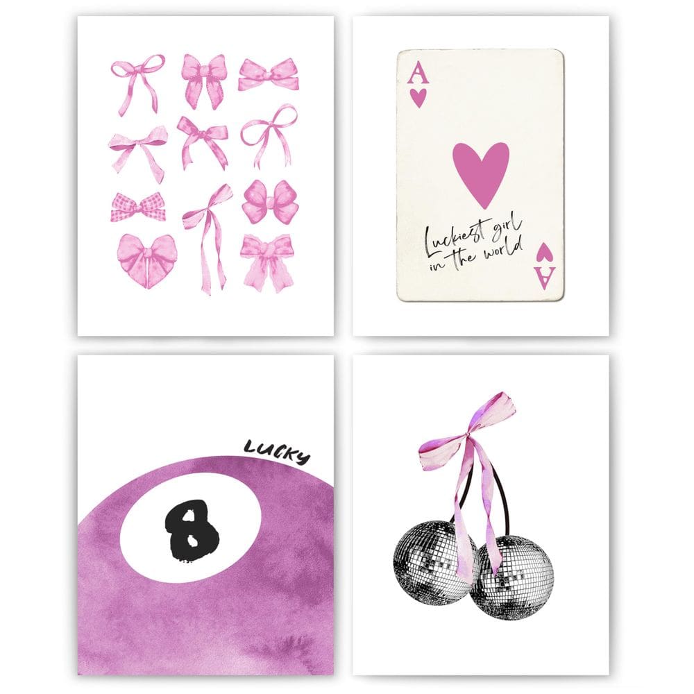 Conjunto de impressões de arte de parede okaxscm Coquette Preppy Purple 20x25cm