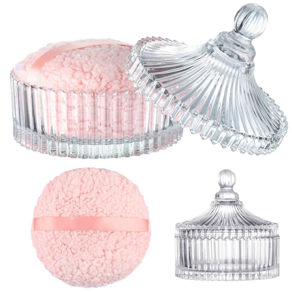 Conjunto Body Powder Puff HONSIO Extra Large com recipiente