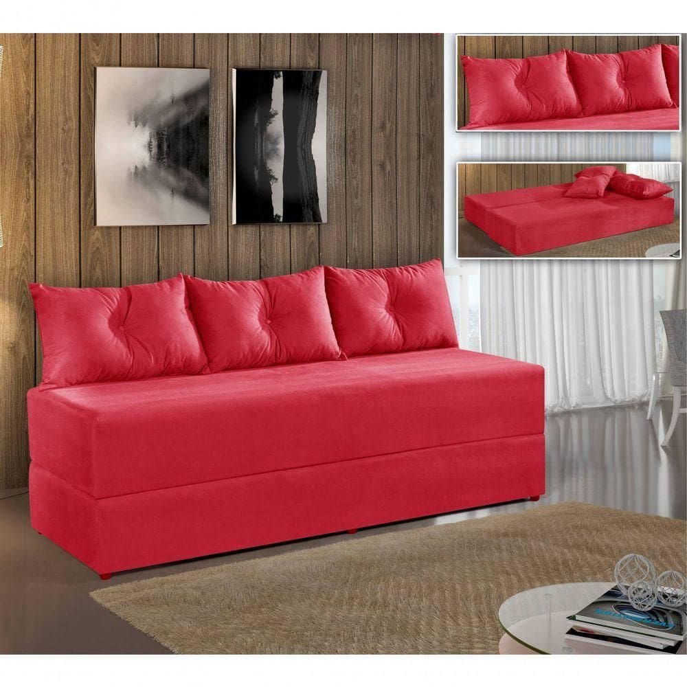 Sofá Cama Duplex Cor Vermelho