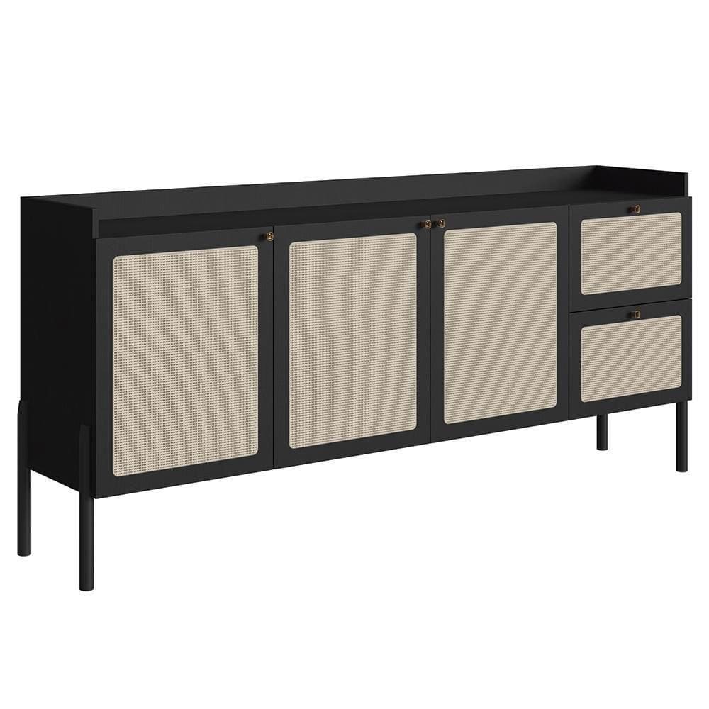 Balcão Aparador Buffet 3 Portas Pés Madeira Arlo A10 Nero/preto - Mpozenato