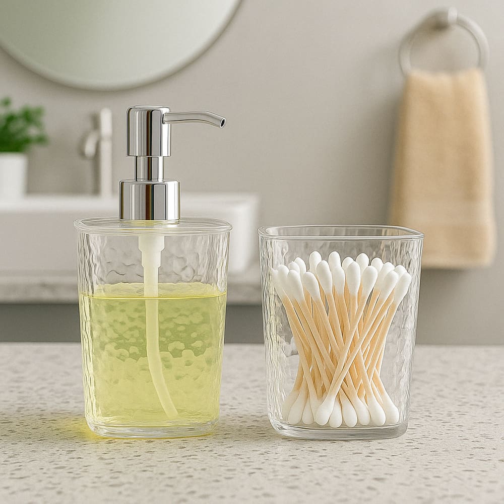 Kit Jogo De Banheiro Lavabo Porta Sabonete Líquido Dispenser Material Resistente Antiqueda